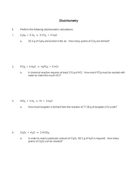 Image result for Stoichiometry Practice Problems Answer Key
