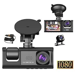 Dash Cam Front and Rear Inside, 1080P FHD Three Channels Dash Camera ...