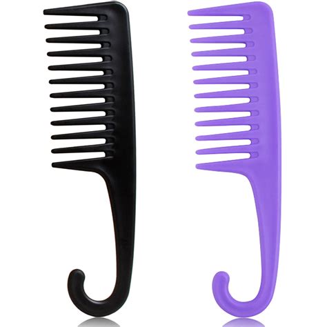 Amazon.com : 2PCS Large Wide Tooth Comb, Shower Combs with Hook for Wet ...