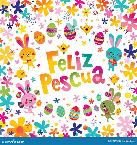 Feliz Pascua Happy Easter En Tarjeta De Felicitación Española ...