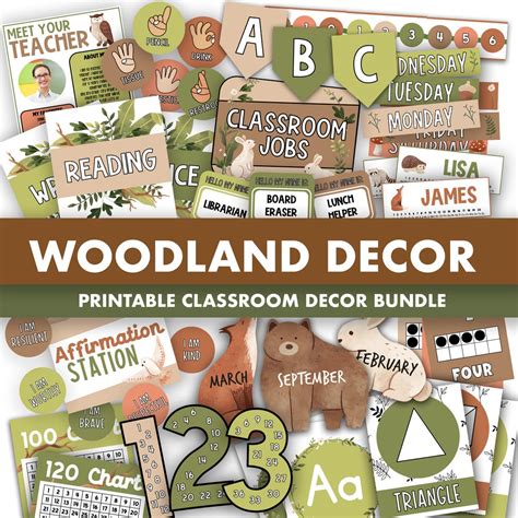 Woodland Classroom Decor Bundle || Editable Classroom Printable Display ...