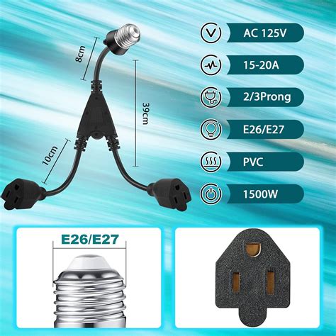 Buy Luxvista 2 in 1 Light Socket to Plug Adapter, 3 Prong Light Bulb ...