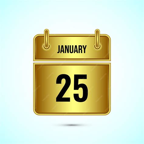 January 25 calendar and time planner on gold background daily calendar icon schedule symbol ...