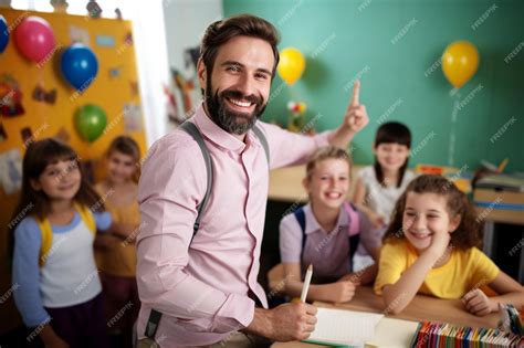 Premium Photo | Happy teacher and students with Teachers Day
