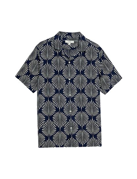 Buy Geometric Print Cuban Collar Shirt at Marks & Spencer