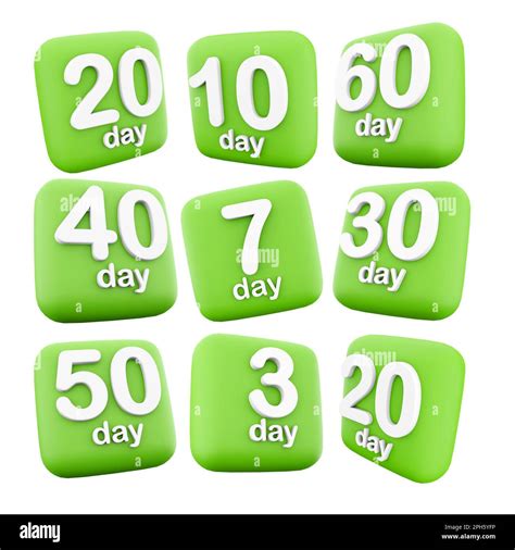 3d rendering 3, 7, 10, 20, 30 , 40, 50, 60 day to go, left icon set. 3d ...