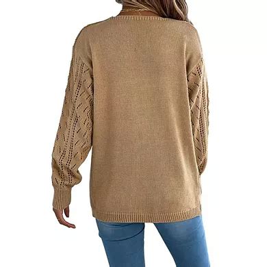 Womens Open Front Long Crochet Cardigan Sweater Boho Hollow Out Solid ...