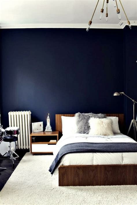 dark blue feature wall bedroom ideas