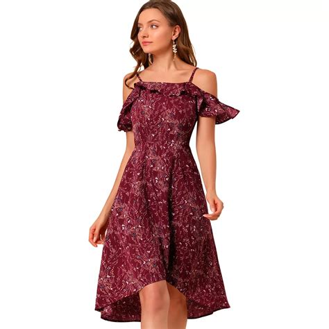 Women's Spaghatti Straps Ruffled A-line Midi Floral Dresses