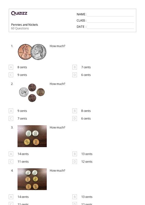 50+ Nickels worksheets for Kindergarten on Quizizz | Free & Printable