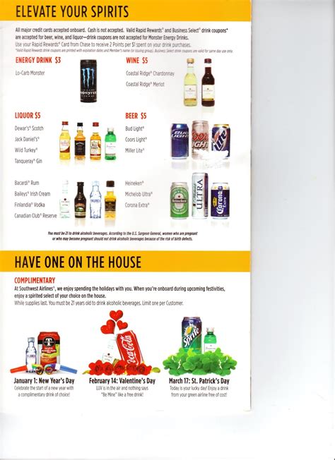 southwest airlines food and drink