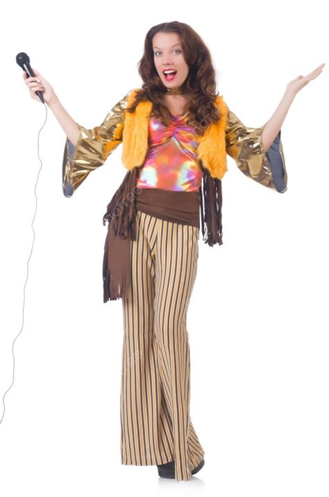 Woman In Spanish Clothing With Mic Photo Background And Picture For ...
