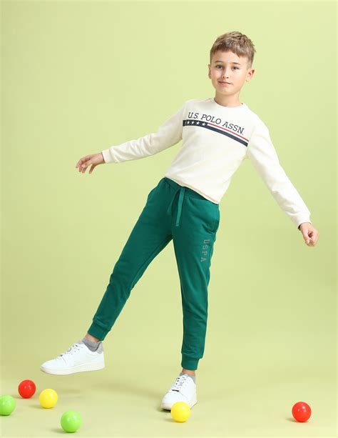 Buy Boys Boys Solid Regular Fit Joggers Green|U.S. Polo Assn. India