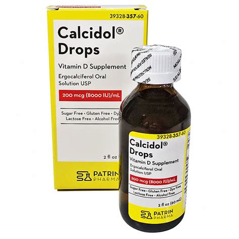 Calcidol Drops Oral Vitamin D Supplement 200 mcg (8000 IU/mL) by Patri ...