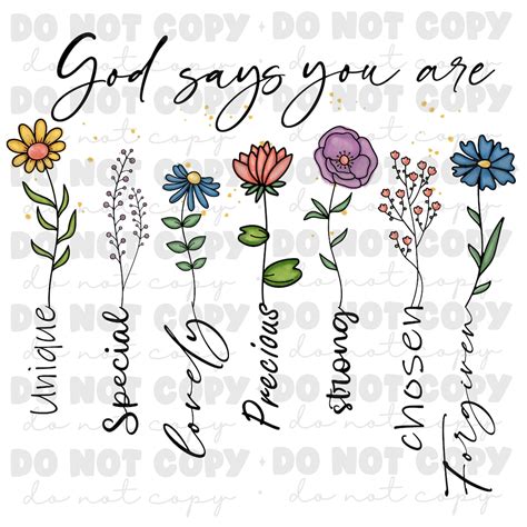 God Says Flowers PNG, Religious Words Floral PNG, Jesus Bible God Words ...