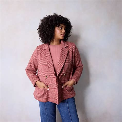 Plus Size LC Lauren Conrad Double-Breasted Notch Collar Blazer