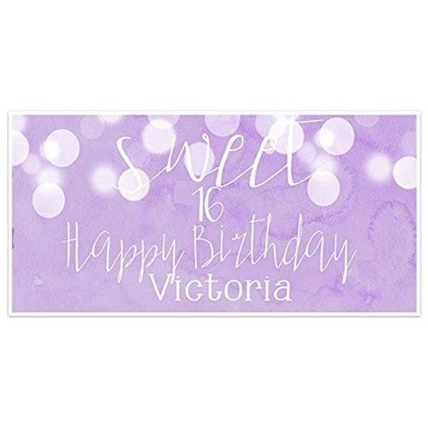 Buy Purple Watercolor Sweet Sixteen 16 Birthday Banner Personalized ...