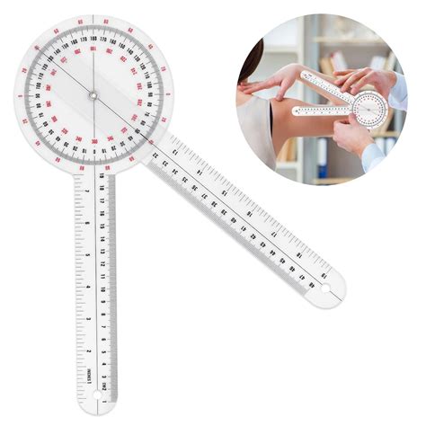 Prasacco 12 Inch Goniometer, Transparent Orthopedic Angle Ruler Plastic ...