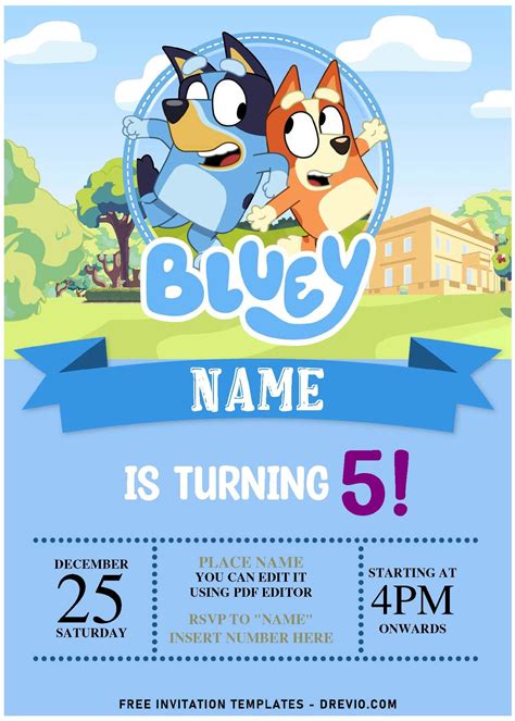 Bluey Birthday Party Invitations