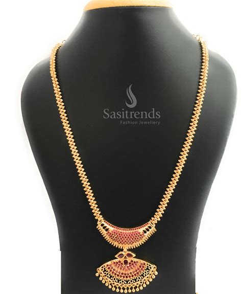 Shop Indian Traditional Micro Gold Plated Dual Pendant Necklace Online ...