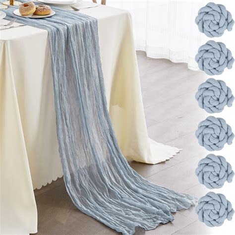 Nialnant 6 Pack Dusty Blue Cheesecloth Table Runner,10Ft Boho Gauze ...