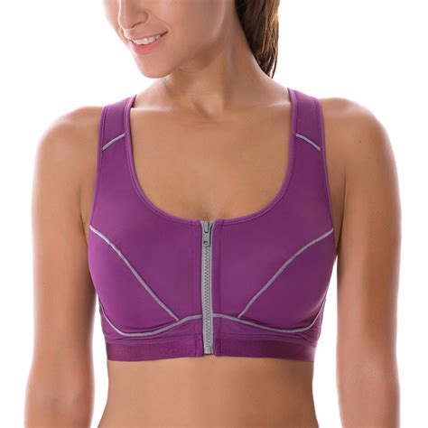 Women's High Impact Front Closure Racerback Full Support Sports Bra
