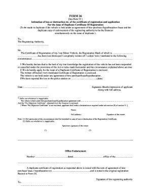 FORM-26 (See Rule 53) Application For The Issue Of Duplicate ... - Fill ...