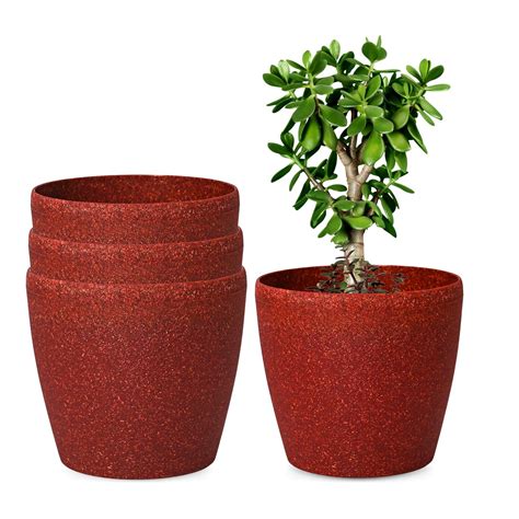 Eha Set of 4 Earth-Friendly Deco 9" Self-Watering pots and Planters ...