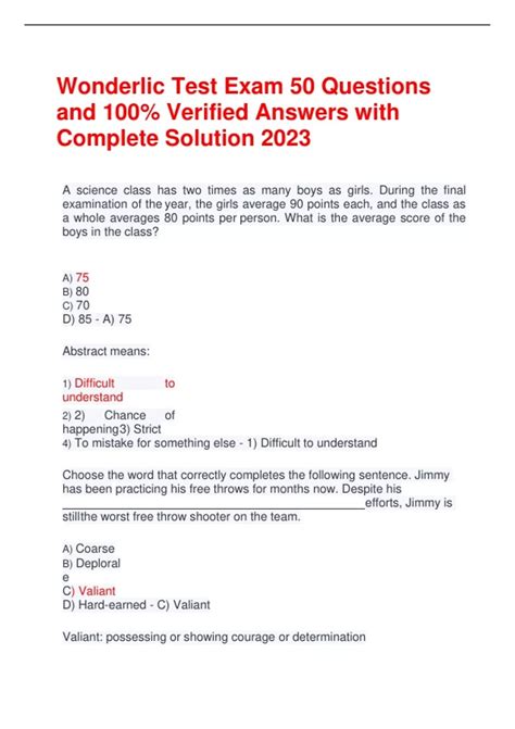 Wonderlic Test Exam 50 Questions and 100% Verified Answers with ...