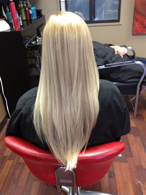 Long blond layers cut into a v | Hair :) | Pinterest | Long blond ...
