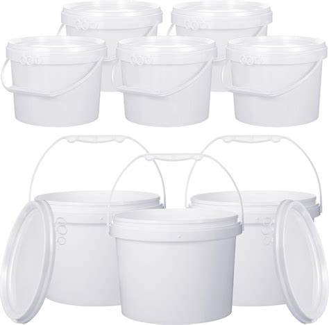 Leinuosen 8 Pcs 2 Gallon Plastic Food Safe Bucket with Lid and Handle ...