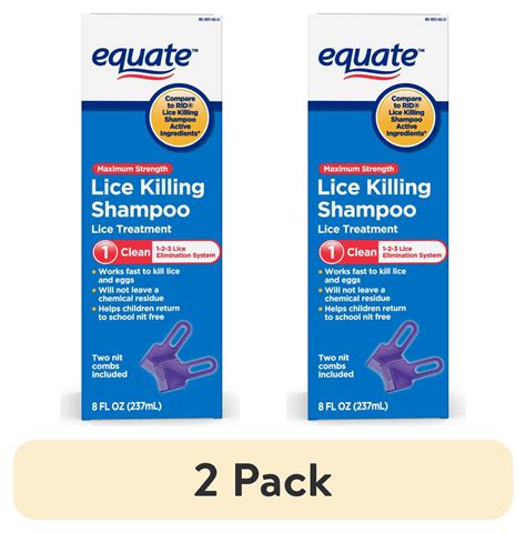 (2 pack) Equate Lice Killing Shampoo; Step 1 Lice Treatment for Kids ...