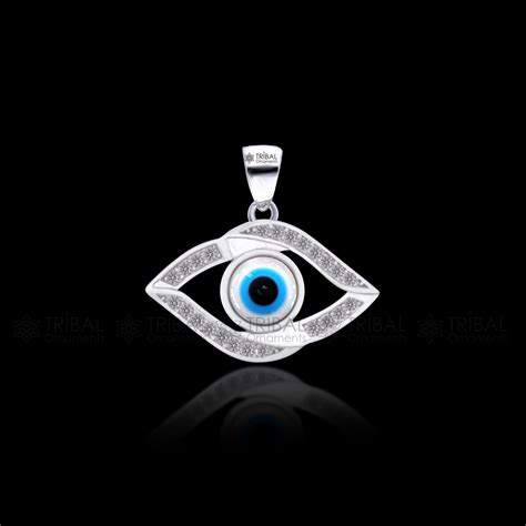 PURE 925 sterling silver evil eyes pendant with CZ stone nsp797 ...