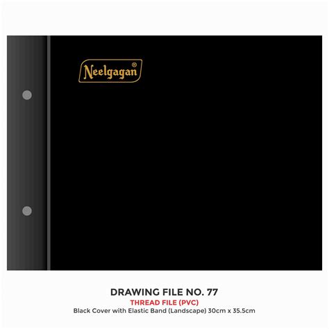 Drawing File No.77, 35.5cm X 30cm, (Thread File) Black Cover with Elas ...