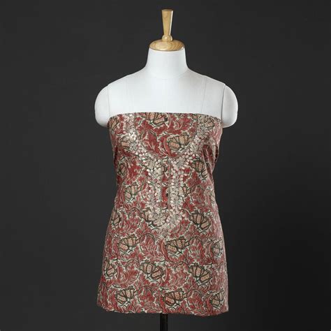 Kalamkari Block Printed Gota Patti & Bead Work Embroidered Cotton Kurta ...