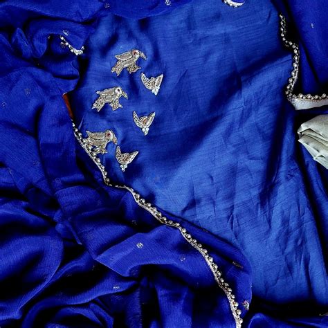Beautiful Blue Punjabi Salwar Suitzari Work Dress Material Online ...