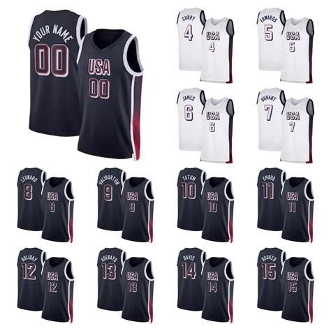 USA Basketball Jerseys 2024 Stephen Curry Anthony Edwards LeBron James ...