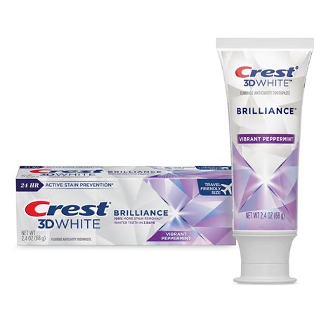 Crest 3D White Brilliance Toothpaste, Vibrant Peppermint, 2.4 oz Tube ...