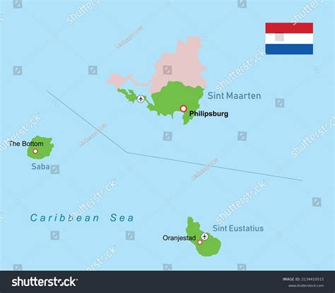 Vector Illustration Caribbean Netherlands Map Stock Vector (Royalty Free) 2134410515 | Shutterstock