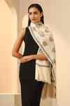 Buy Off White Bhargavi Embroidered Cashmere Stole by Dusala Online at ...