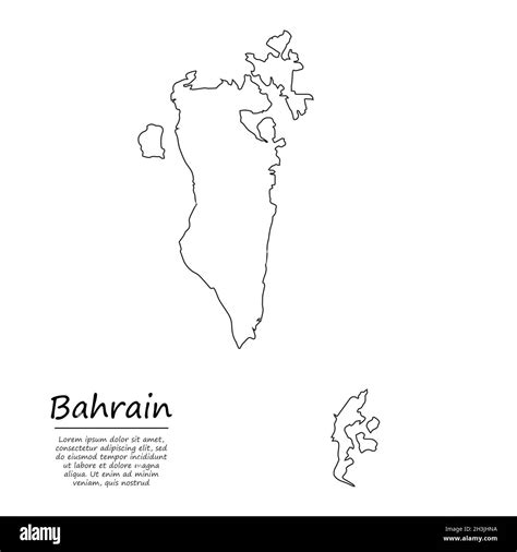 Simple outline map of Bahrain, vector silhouette in sketch line style Stock Vector Image & Art ...