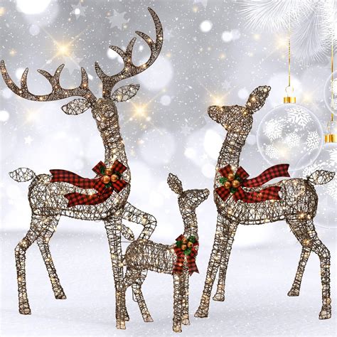 Outdoor Christmas Decorations Rattan Reindeer Family Philippines | Ubuy
