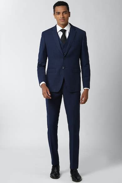Buy Men Navy Check Slim Fit Wedding Three Piece Suit Online - 603234 ...