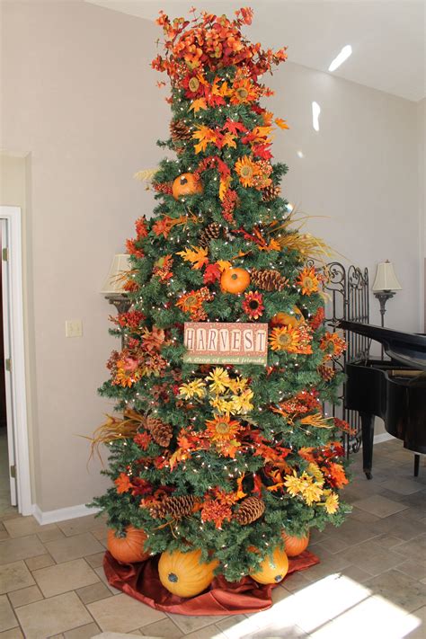 Thanksgiving Tree Decorated with Orange and Yellow Flowers