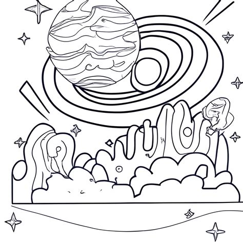 Aurora Rainbow Planet kleurplaat · Creative Fabrica