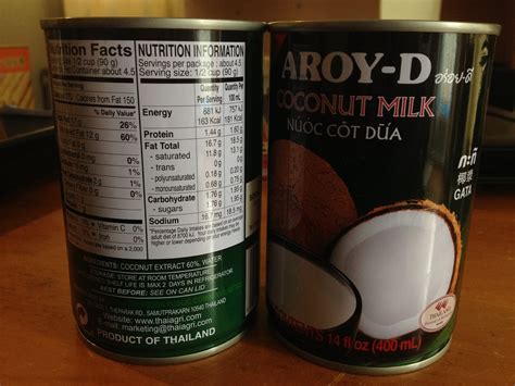 canned coconut milk nutrition