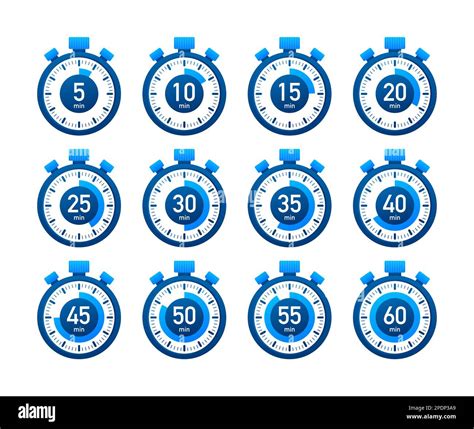 Timer, stopwatch icons set 10 20 30 40 50 60 minutes. Cooking time ...