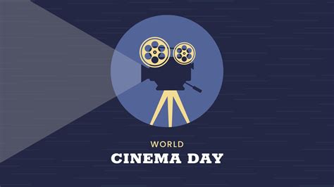 World Cinema Day horizontal banner. December 28. Retro colors. Minimal ...
