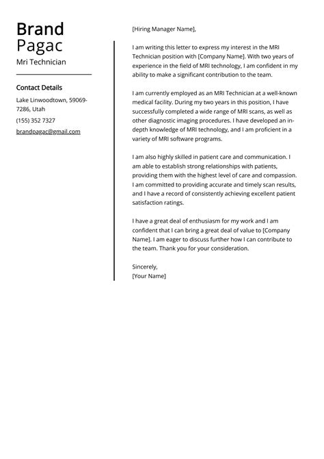 Mri Technician Cover Letter: Job Description, Sample & Guide