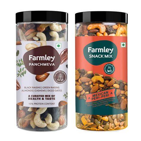 Farmley Panchmeva & Snack Mix Value Pack 810 g I Reusable Jar | Dry ...